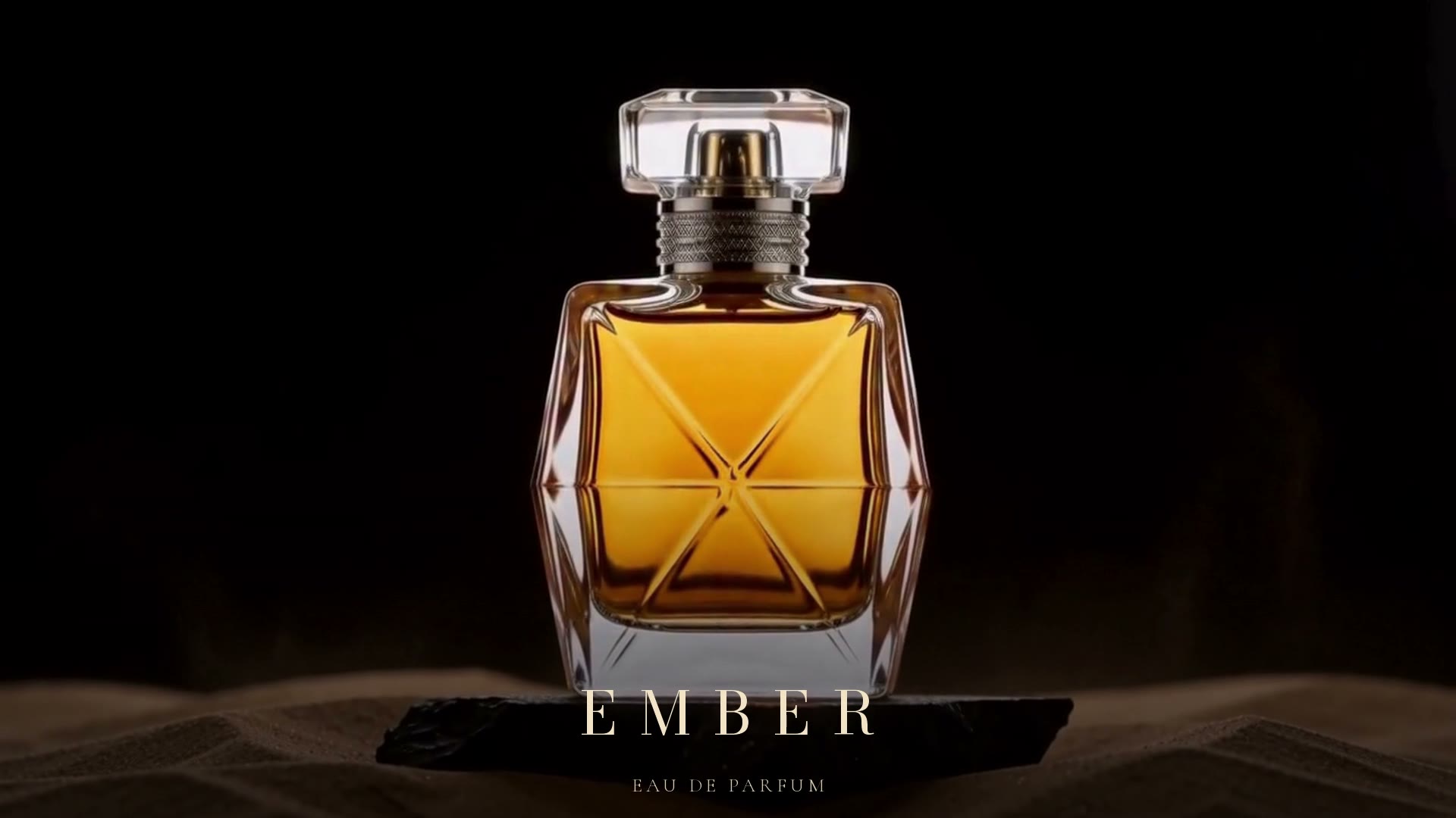 Ember: One bottle, one drop, one desert. The same object in every shot.